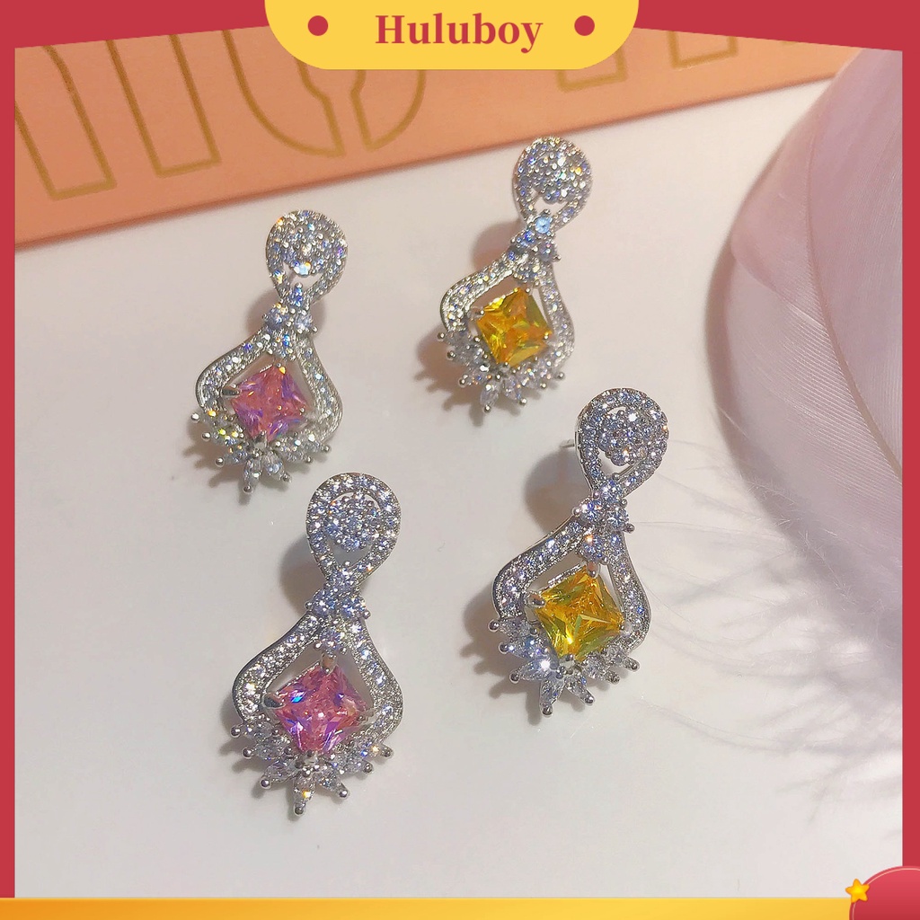 Hu Hu Hu Hu Hu Alat Bantu Pasang Kacamata♡ 1 Pasang Anting Bentuk Geometris Simetris Aksen Berlian Imitasi Untuk Wanita