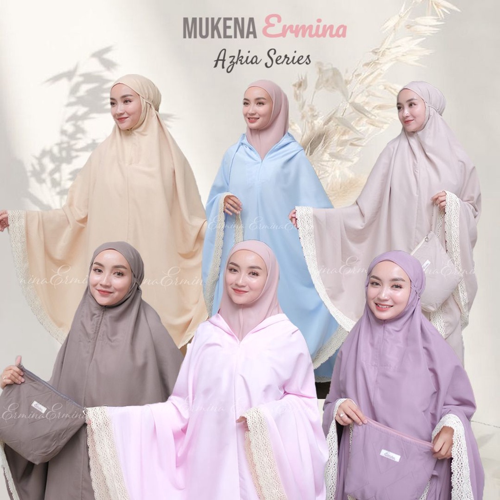 Mukena Ermina 2in1 Traveling Azkia Series Dewasa Renda Rajut