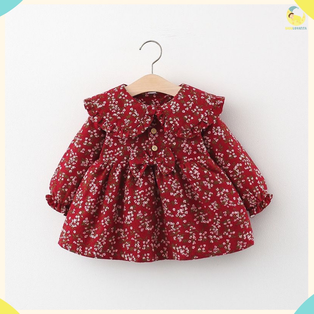 Dress bayi 0-2 tahun AUREL MAROON COKLAT HIJAU / GAUN BAYI baju bayi perempuan KUALITAS IMPORT