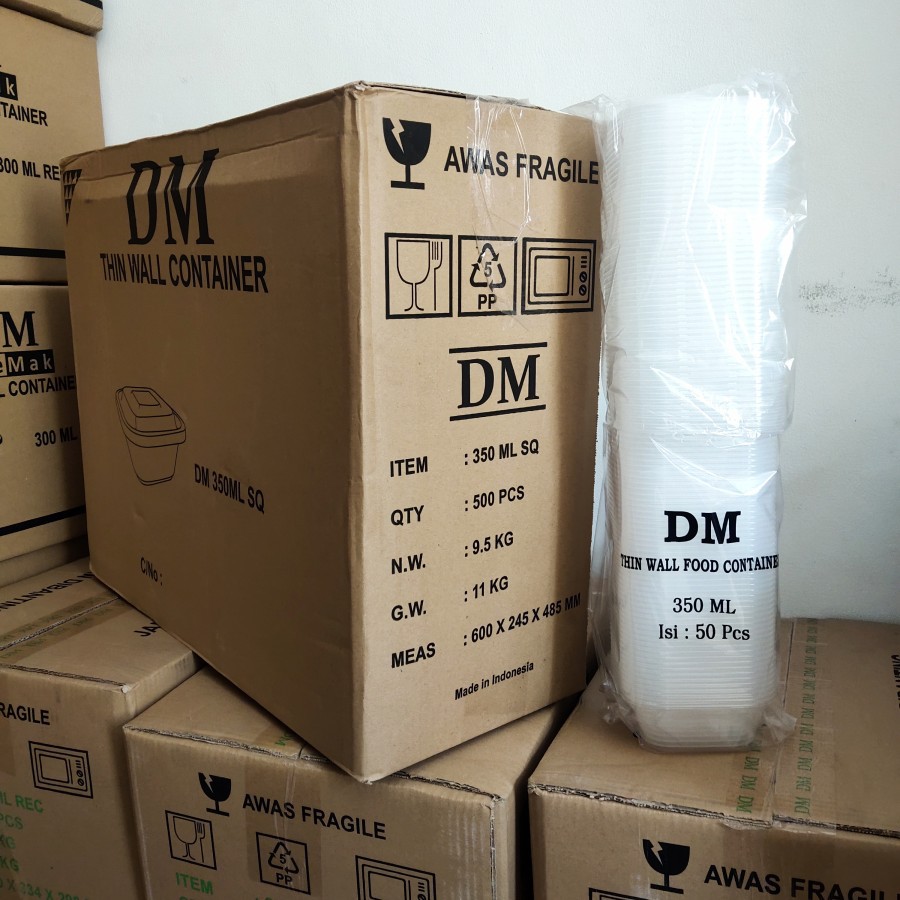 THINWALL DM SQUARE 350 ML SQ - PERSEGI TINGGI 350ML SQ - ISI 500 SET