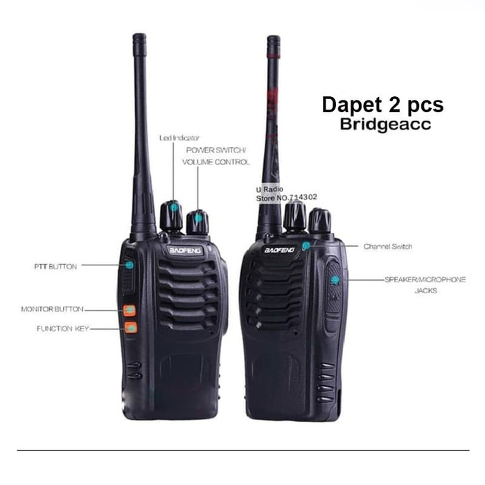 2 PCS HT | HT Baofeng 888s UHF Radio Komunikasi Handy Talky Original - Murah