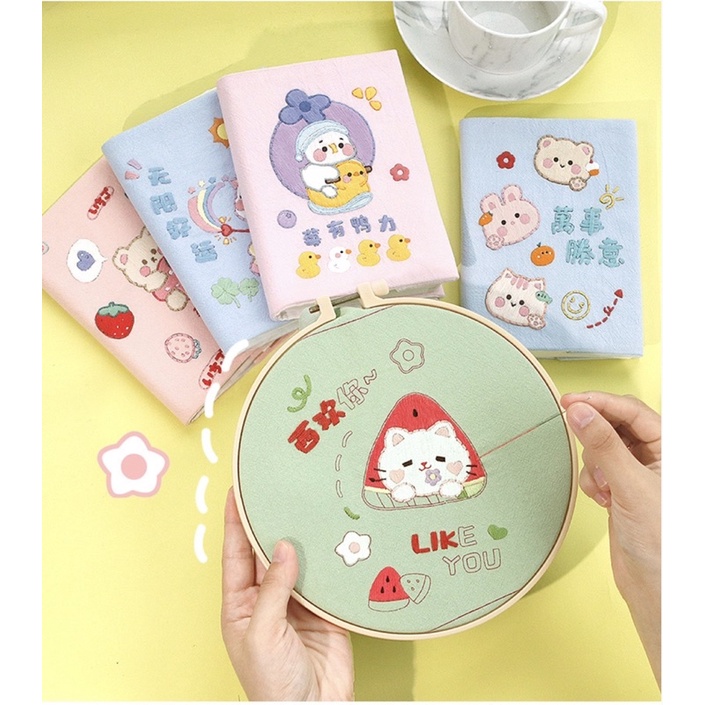

PAKET DIY MENYULAM / EMBROIDERY BUKU DIARY / SCRAPBOOK / BUKU MEMO
