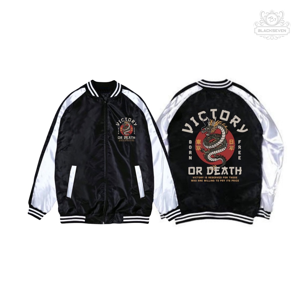 Sukajan Jaket Baseball - Culture Samurai-Dragon Victory