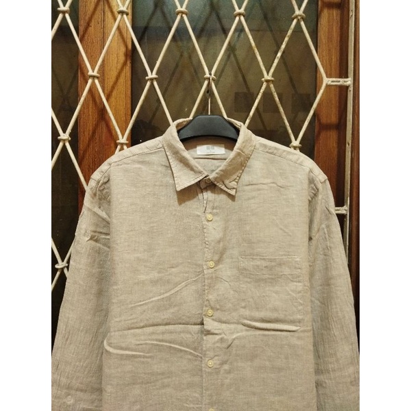 kemeja linen uniqlo second original L kemeja polos kasual pria murah terlaris