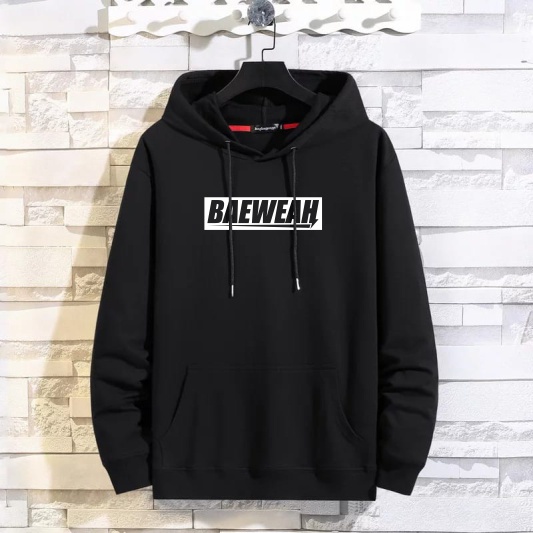 JAKET BAE WEAH SWEATER HOODIE HITAM BIG SIZE/ALL SIZE