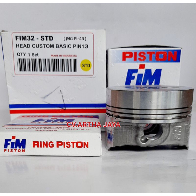PISTON KIT FIM FIM32 CUSTOM DOME MENTAH ( 61 / 61,5 / 62 / 62,5 / 63 ) ( PEN 13 / PIN 13 ) JUPITER Z