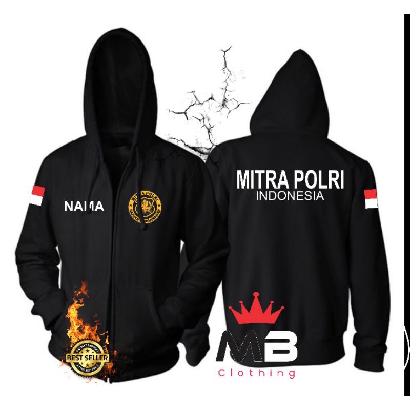 ORIGINAL JAKET MITRA POLRI INDONESIA / JAKET PRIA MITRA POLRI / JAKET HOODIE SWEATER / JAKET COWO / 