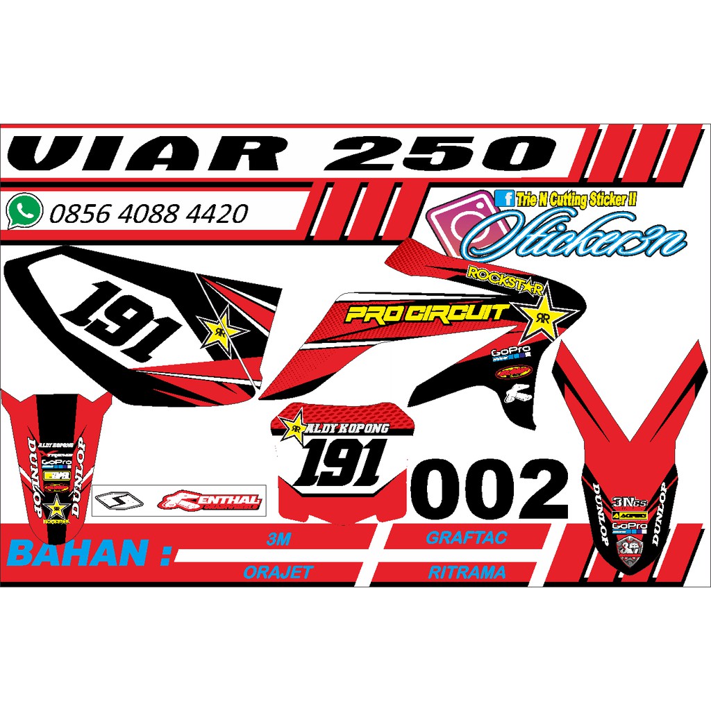 Decal Full Bodi Viar 250 Rockstar, decal viar 250 fullbodi bisa rubah nomor dan nama