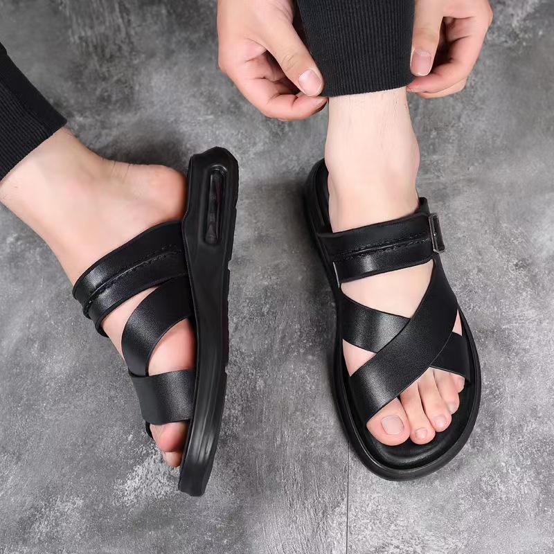 Sandal Sepatu Pria Casual Original Import Sandal Fashion Hangout Kulit Asli High Quality Bagus Casual