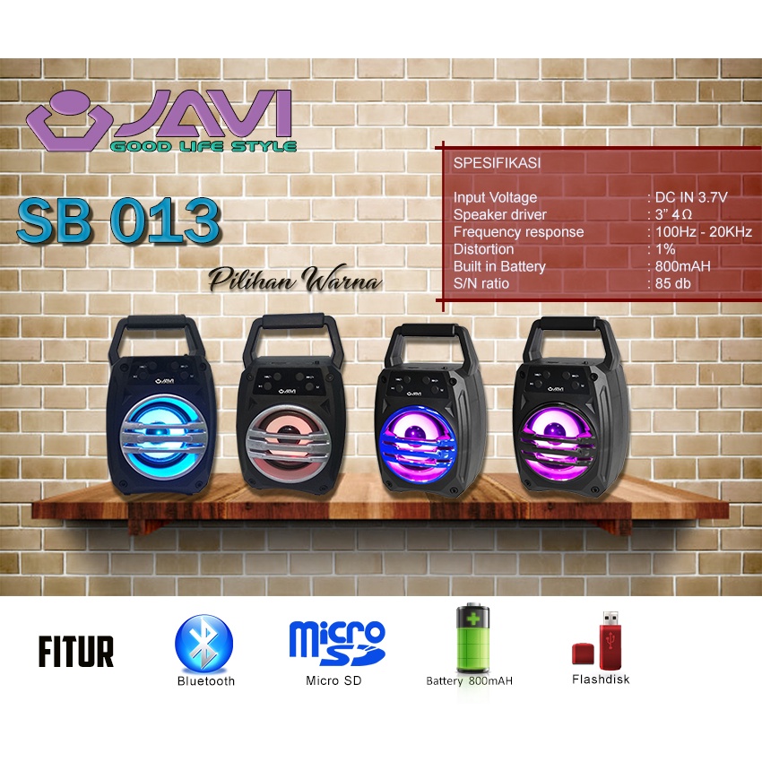 Speaker Portable Bluetooth Javi SB-013 - SPEAKER JAVI SB-013 SNI POSTEL
