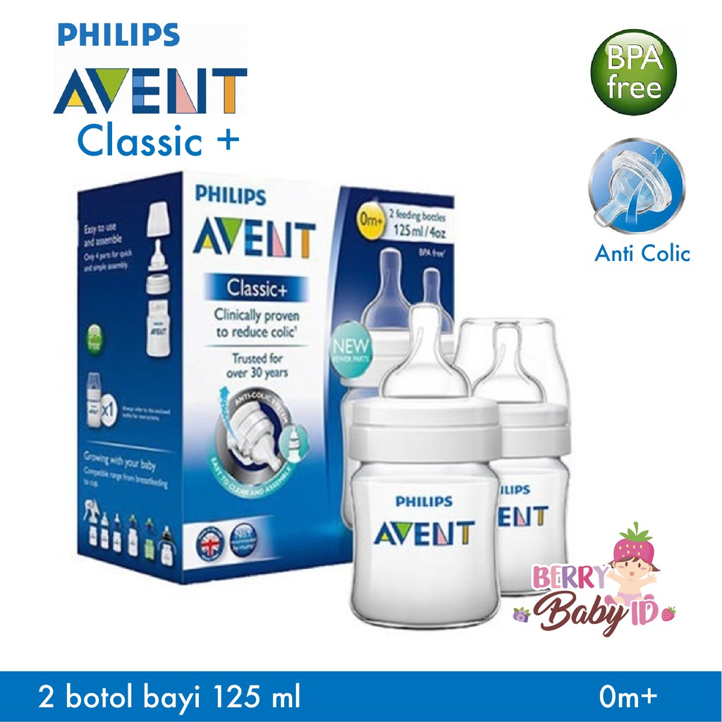 Philips Avent Classic+ 2 Pcs Botol Susu Bayi 125ml Twin Pack Classic 125 ml Berry Mart