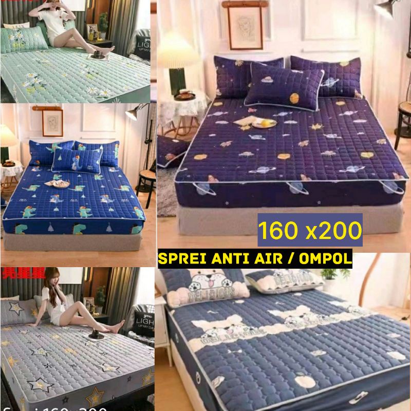 Sprei Sultan Waterproof anti ompol anti tahan air size 160×200 120×200 Seprei Adem full Karet