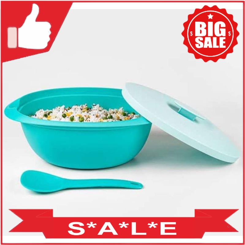 Tupperware Blossom Rice Server with Spoon Biru Wadah Sayur mewah Tupperware Original