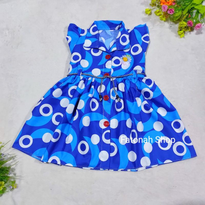 Dress anak 1 2 tahun baju anak cewek perempuan kancing ( dress kancing planet )