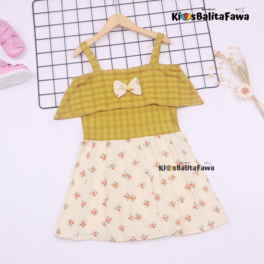 Dress Alinka uk 2-3 tahun / Dress Pesta Anak Perempuan Murah Gaun Polos Flower Lengan Dres Import