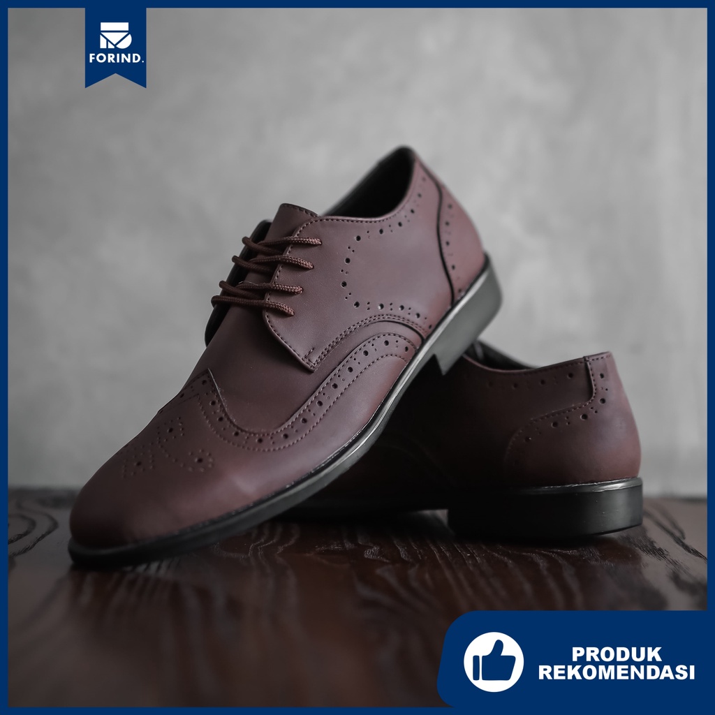 Wingtip Brown | Sepatu Pantofel Formal Kasual Kerja Kuliah Pria Cowok Men Lokal Laces | FORIND Worka