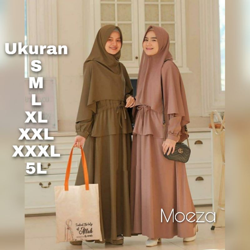 Moeza Syari Set Jilbab Big Size Ukuran Size S M L XL 2XL 3XL 4XL XXL XXXL  XXXXL 2L 3L 4L 5L  Dress Wanita Jumbo Gamis Big Size Baju Korea Over Size