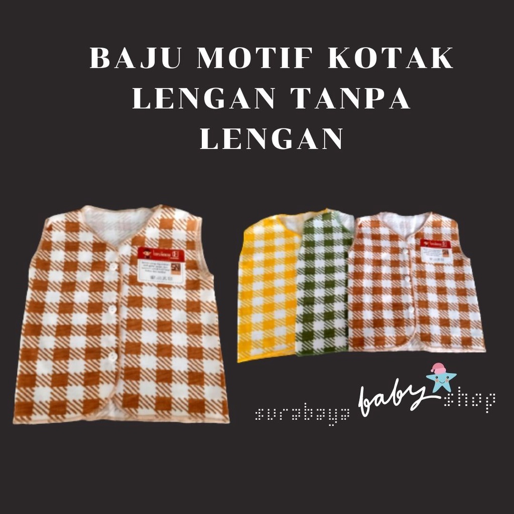 BAJU NEWBORN BAYI LENGAN PANJANG / LENGAN PENDEK/ TANPA LENGAN MOTIF KOTAK SNI LUSIANA E 652303/652301/652302