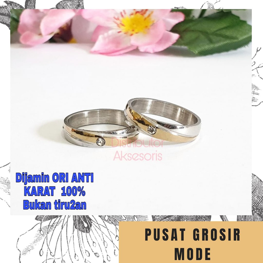 Cincin Couple Titanium ANTI KARAT SELAMANYA PGM CT09 SATUAN