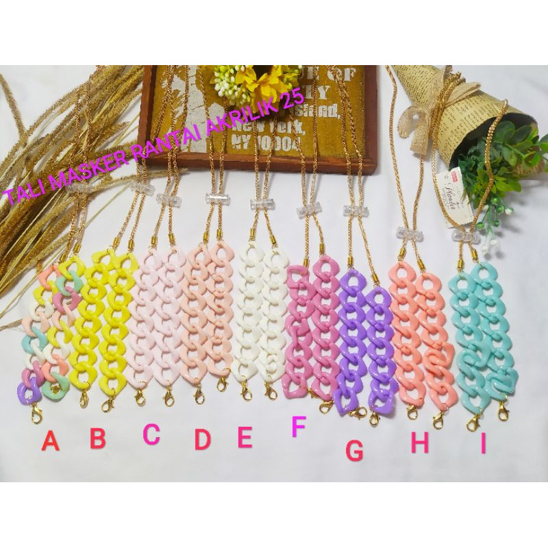 TALI MASKER/PENGAIT HIJAB AKRILIK WARNA RANTAI EMAS ULAR 25
