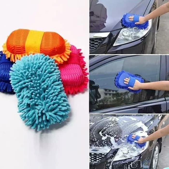 Sponge Busa Cuci Mobil Microfiber Cendol Pembersih Sponge Cendol