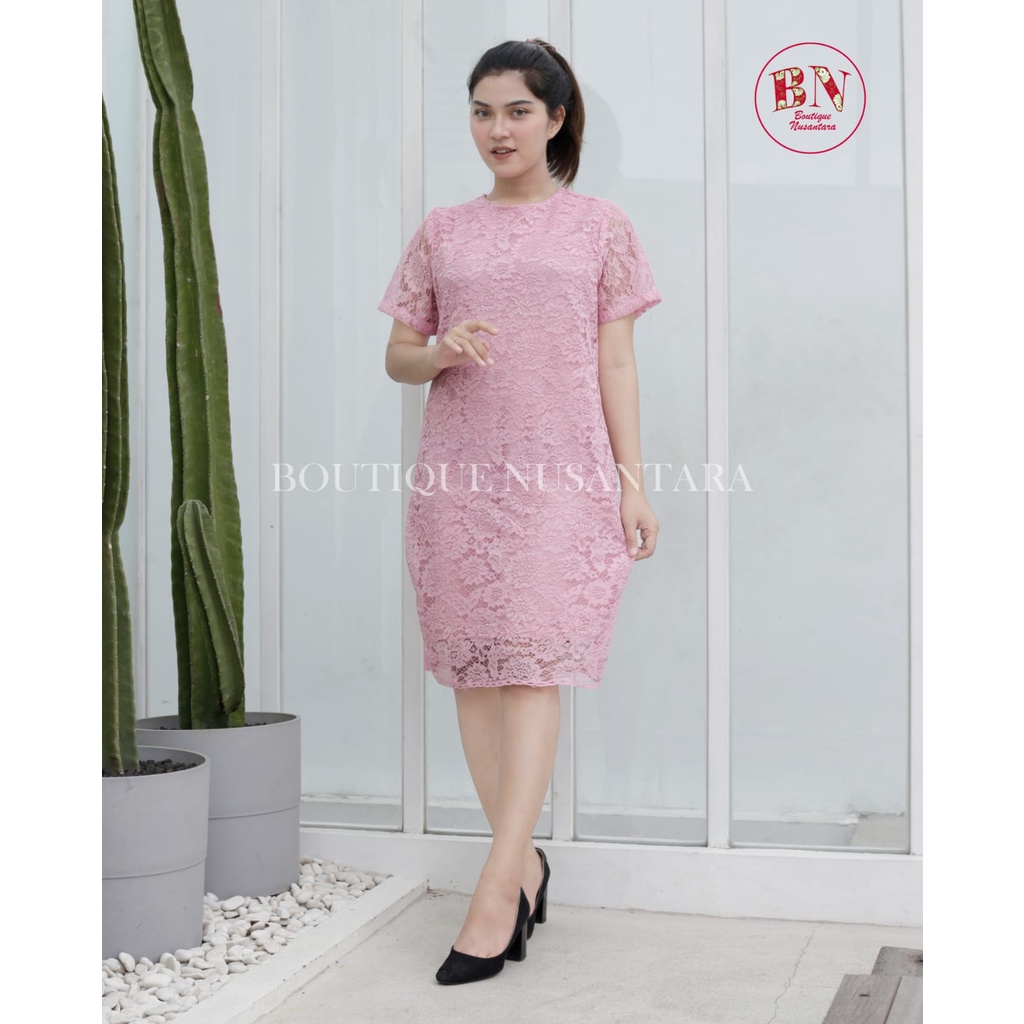 PB - Dress brukat midi korea paskah natal imlek terbaru dress babydoll dress brukat murah dress brok