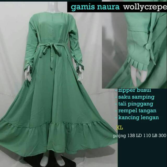 [New&amp;Best!] gamis naura basic wollycrepe | gamis busui dan rempel | gamis grad A grosir