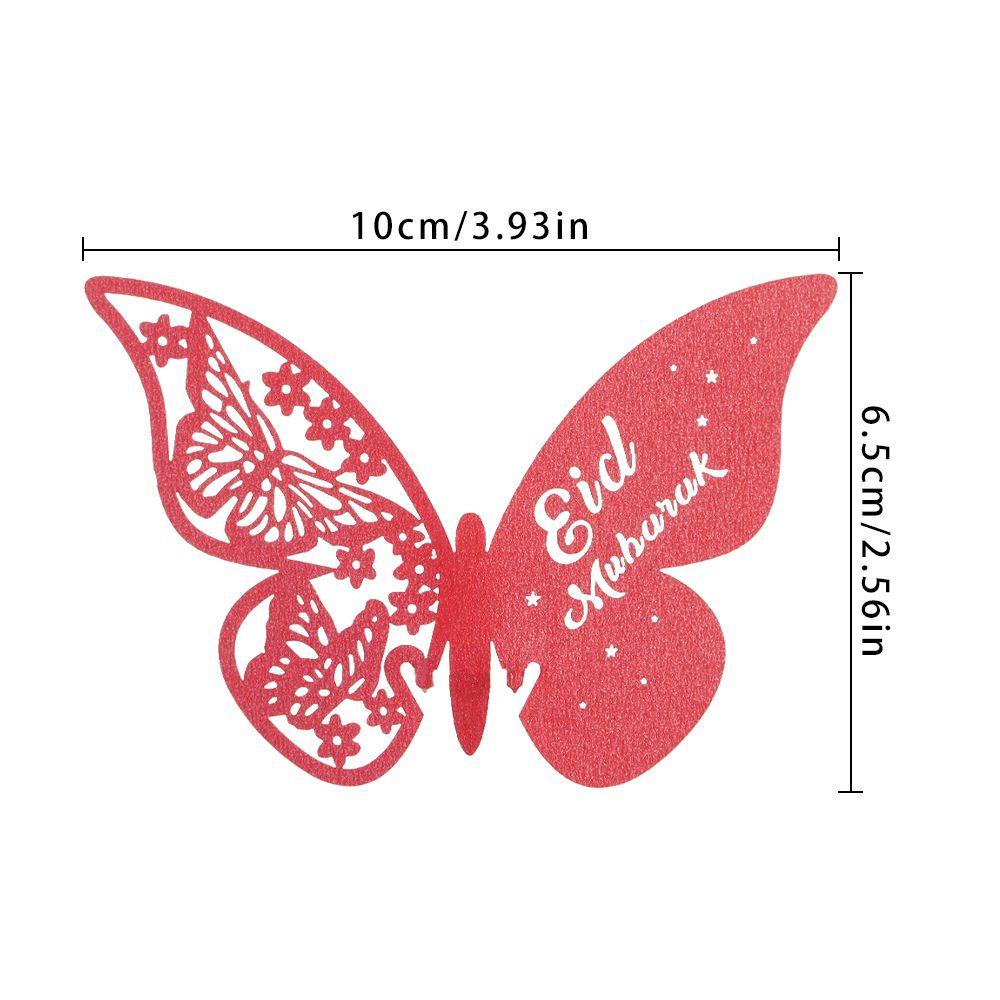 R-flower 25pcs Butterfly Cup Card Dekorasi Rumah Ramadhan Kareem Hollow Butterfly Stiker Dinding