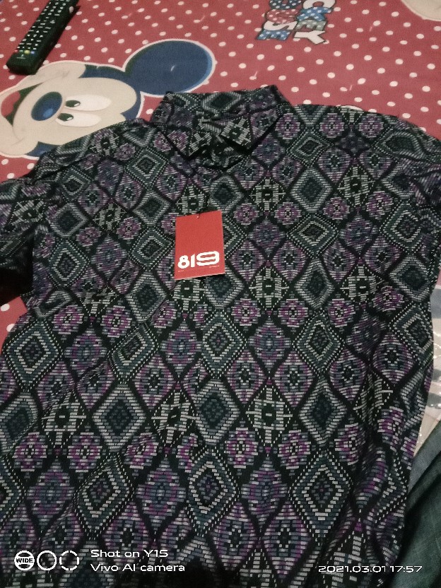 Baju Batik Kemeja Batik Pria Lengan Panjang Songket Diamond Hitam Modern Slimfit Casual Black