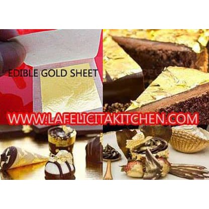 Harga Promo Gold Edible Leaf Sheet Emas Food Grade Bisa Dimakan Cake Kue 24k Art Indonesia