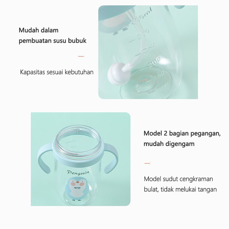 HIPPO LAND Sippy Cup Botol Minum Bayi Jerami Cangkir Tritan Pelatihan Cangkir Anak-anak Botol Air Botol Bayi 205