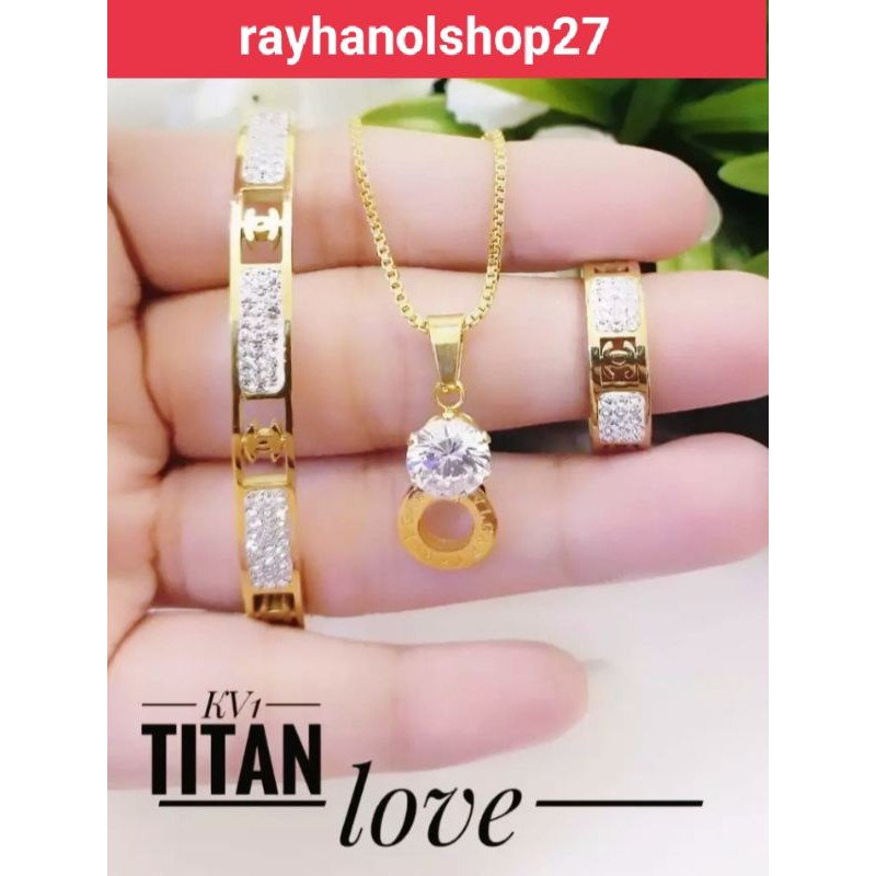 NEW&quot;&quot;TERBARU RO-27 SET PERHIASAN TITANIUM GOLD ANTI KARAT LAPIS EMAS 24 K