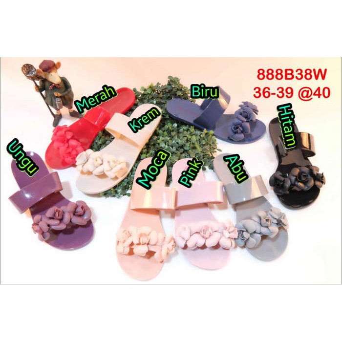 888 sendal sandal cewek jepit jelly flat bara bara barabara impor