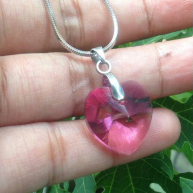 Kalung Stainless Steel Wanita Liontin Swarovski Ori