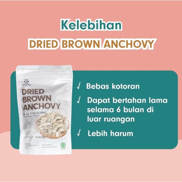 Crystal of the Sea DRIED BROWN ANCHOVY 80G Ikan Teri Jengki PLASTIKAN