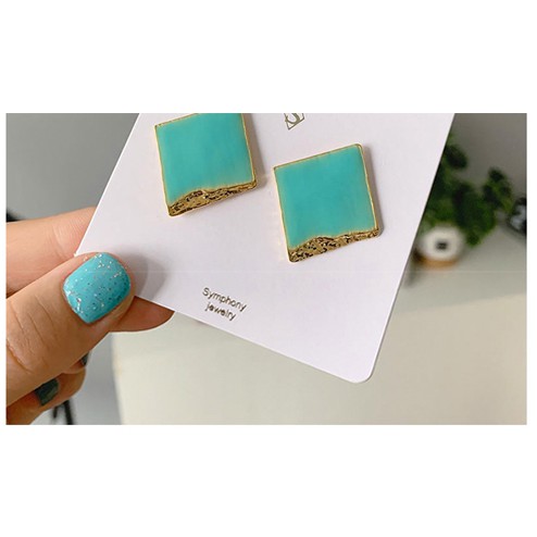 LRC Anting Tusuk Fashion Alloy Drip Geometry Stud Earrings F65158