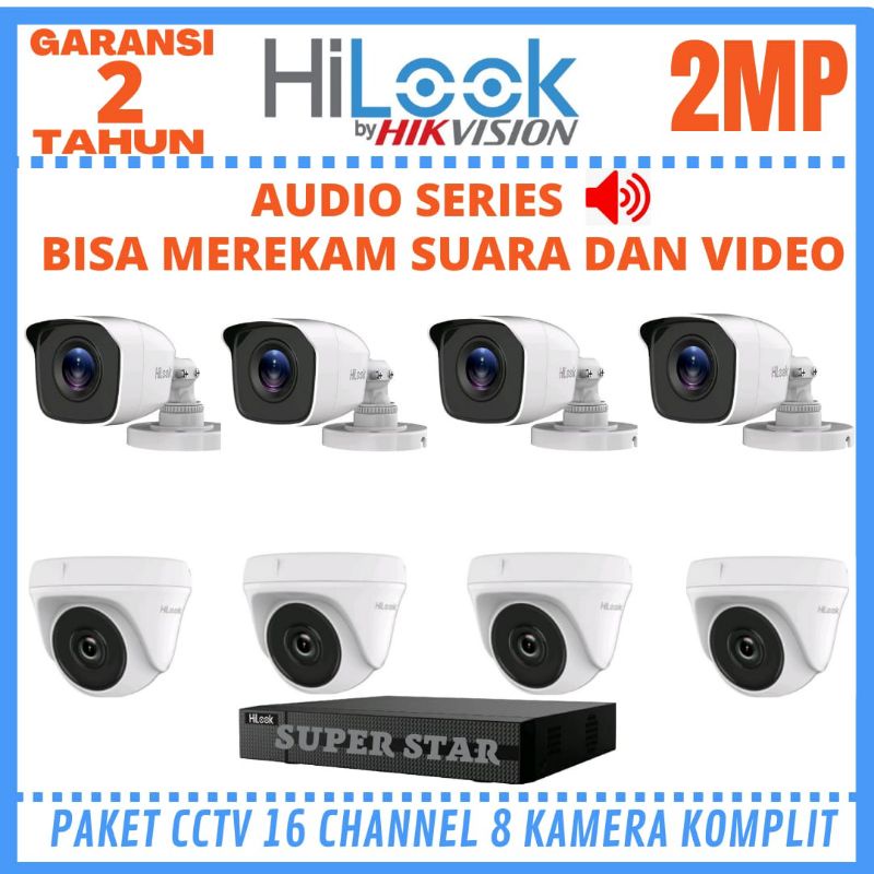 PAKET CCTV HILOOK 16 CHANNEL 8 KAMERA AUDIO SERIES BISA MEREKAM SUARA DAN VIDEO