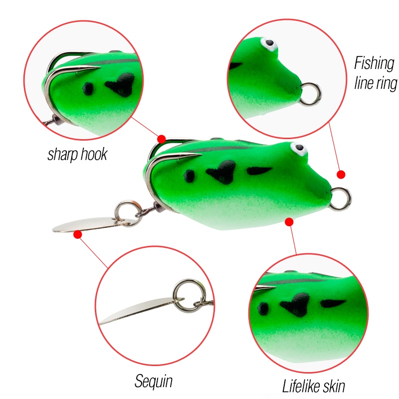 1 Pc Umpan Pancing Soft Bait Bentuk Katak Ukuran 4cm / 4g 5 Warna