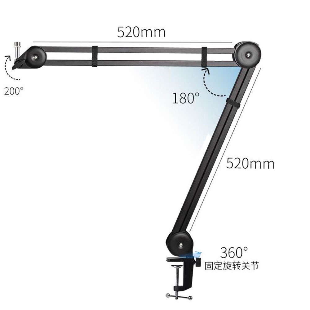 GS8-2  ARM STAND MIC broadcast meja Premium khusus Mic Berat TECH NB38 taffstudio stand holder microphone boom arm table mount springless nb38 - black Or-i