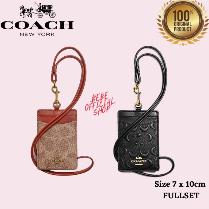 

[Original] Coach Lanyard Id Card With Metal Logo In Signature Canvas Terlaris