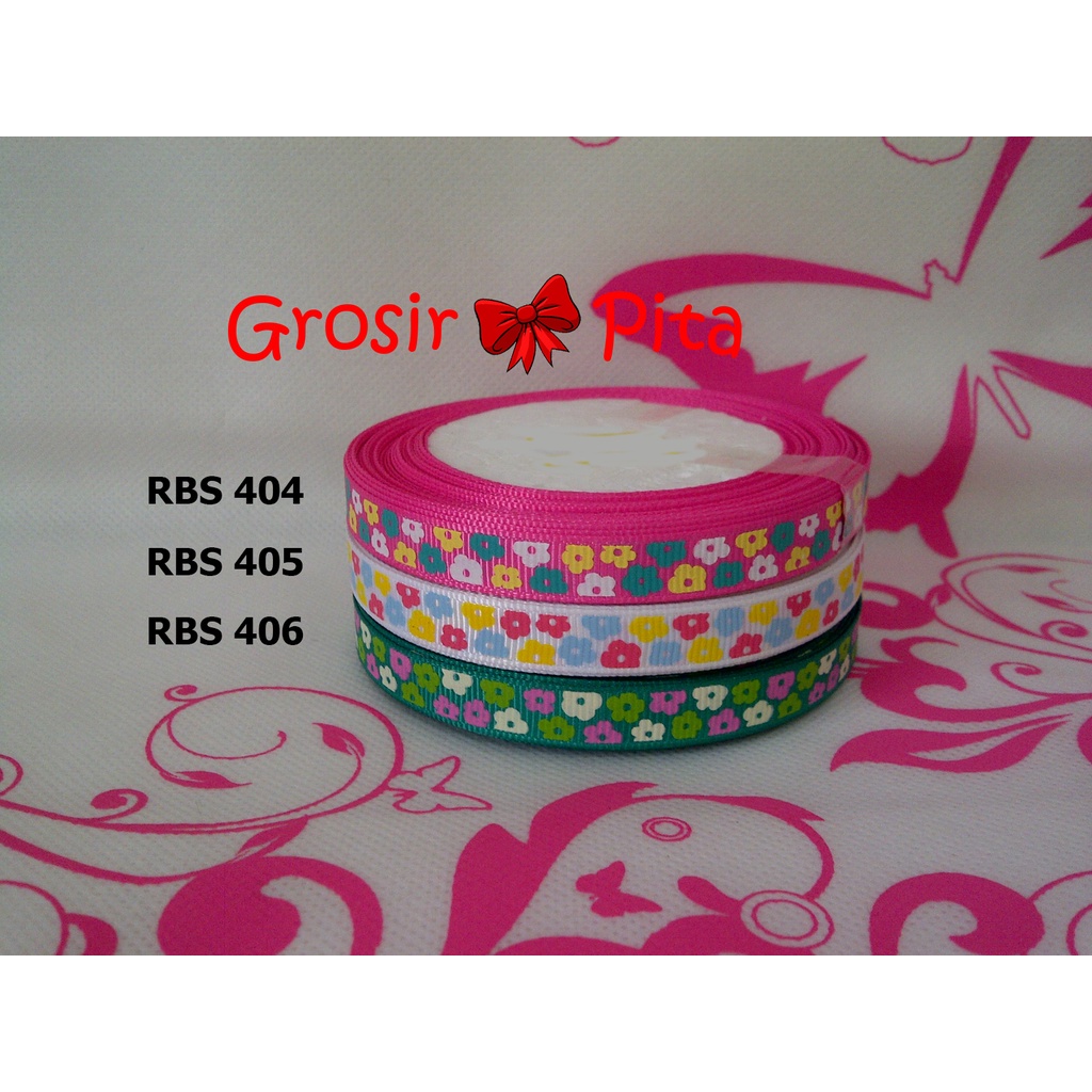 

(25 yard) Pita Grosgrain Motif Bunga RBS 404,405,406 | Toko Bahan Craft | Grosir Pita