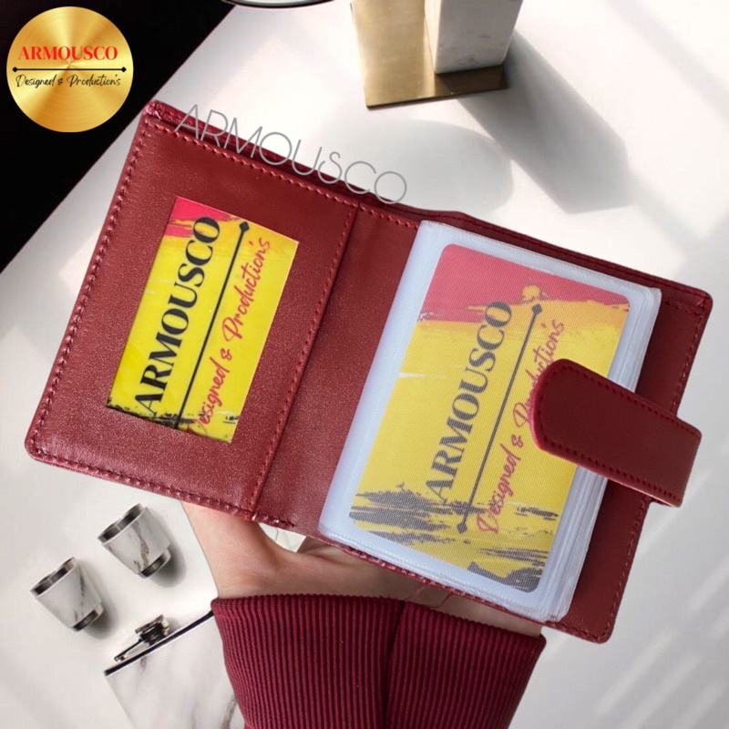 Dompet Kartu Pria Wanita Album Kancing Polos Tutup Kancing Termurah