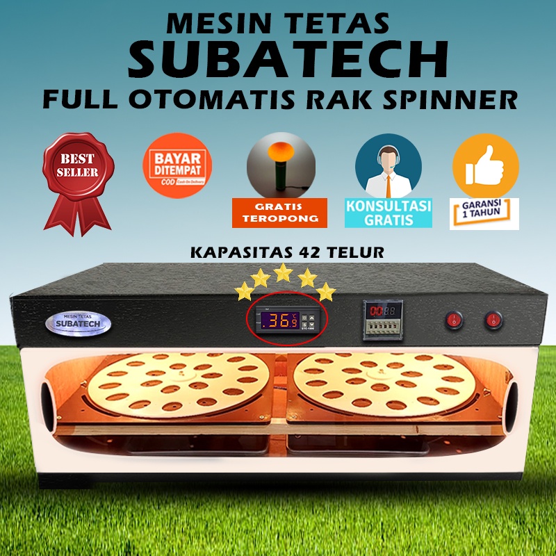 SUBATECH Mesin Tetas Telur Full Otomatis Kap.42 Rak Spinner Penetas Telur Otomatis MTFORS42