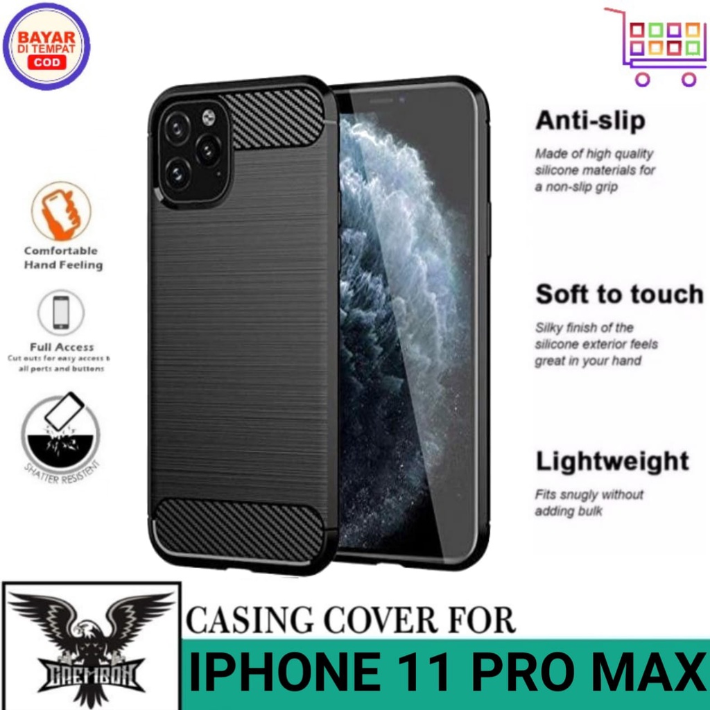 Promo Soft Case Iphone 11 Pro Max Hitam Motif Carbon Premium Casing Cover Anti Bekas Sidik Jari