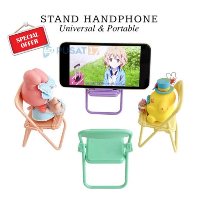 Phone Holder Kursi Macaron Folding Chair Stand Holder Hp Universal