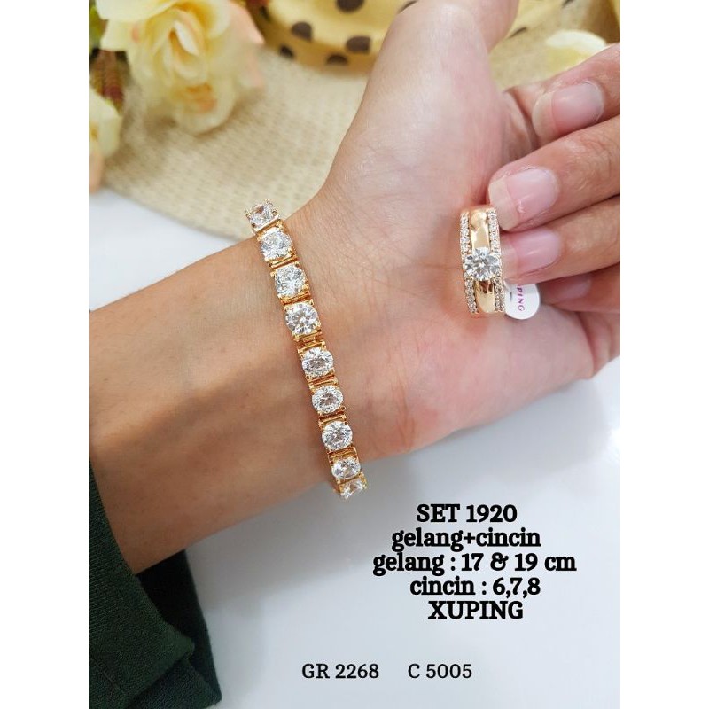 (COD)SET PERHIASAN GELANG CINCIN IMPORT ANTI KARAT REPLIKA BERLIAN