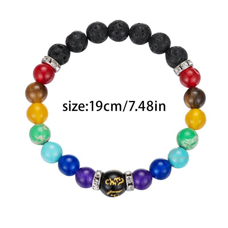 Gelang Manik-Manik Batu Permata Kristal Agate Bulat 7 Chakra Penyembuhan Yoga Untuk Pria Dan Wanita