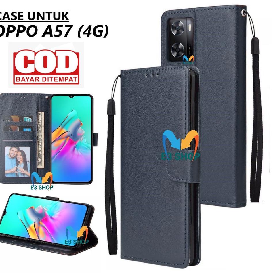 Ready Update CASE OPPO A57 (4G) 2022 LEATHER FLIP COVER WALLET STANDING DOMPET CASING