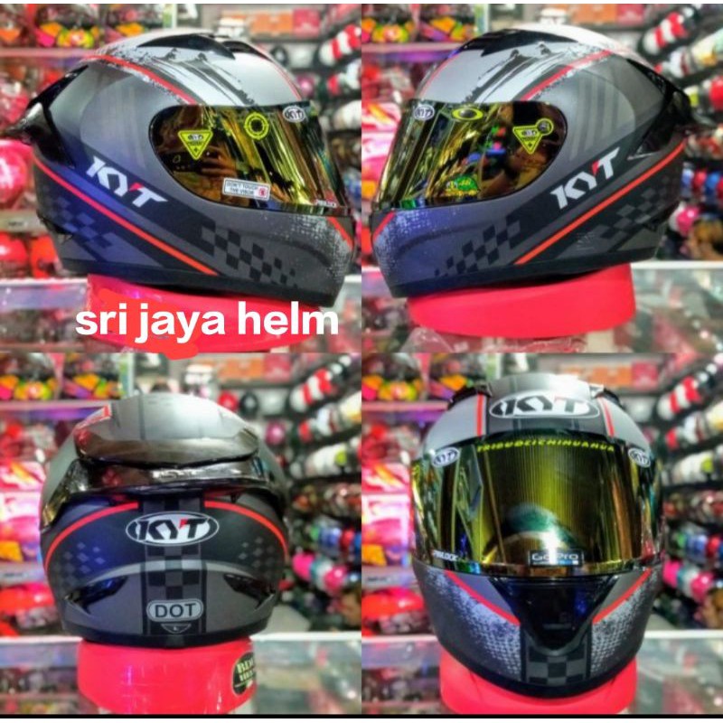 HELM KYT R10 SERI #4 BLAK DOF/KARBON RED PAKET GANTENG