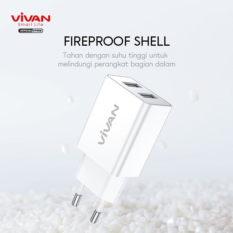 Vivan DD02 Dual USB Charger 2.4A with Micro USB Cable